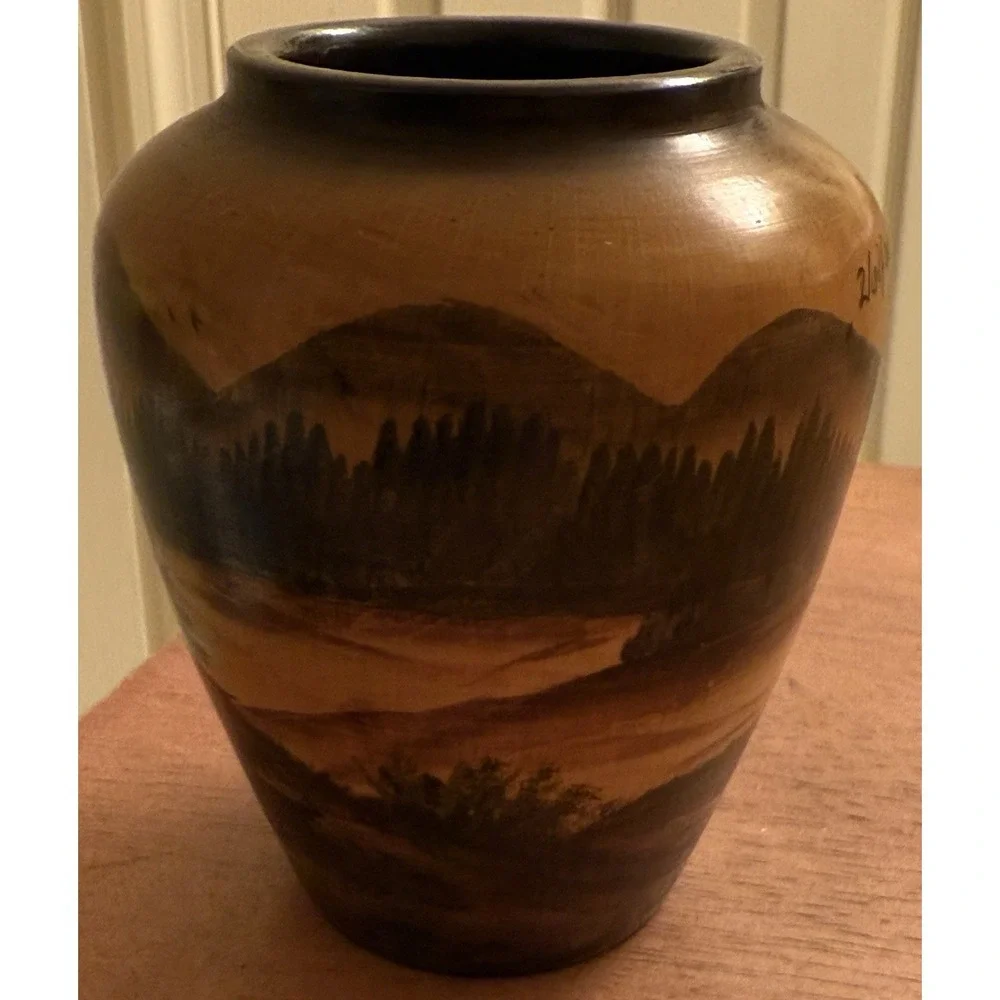 Vintage German Wood‎ Vase Black Forest House Hand Carved Primitive 5